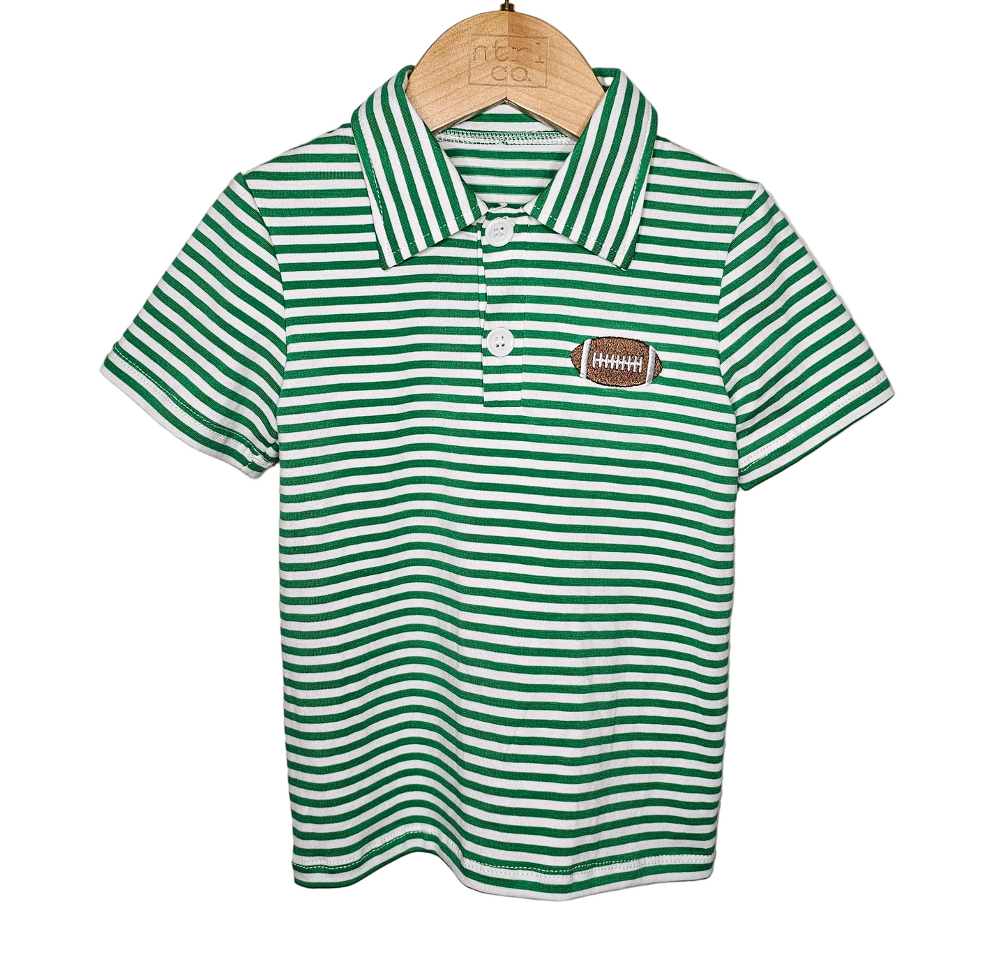 Gameday Polo Green & White Stripes