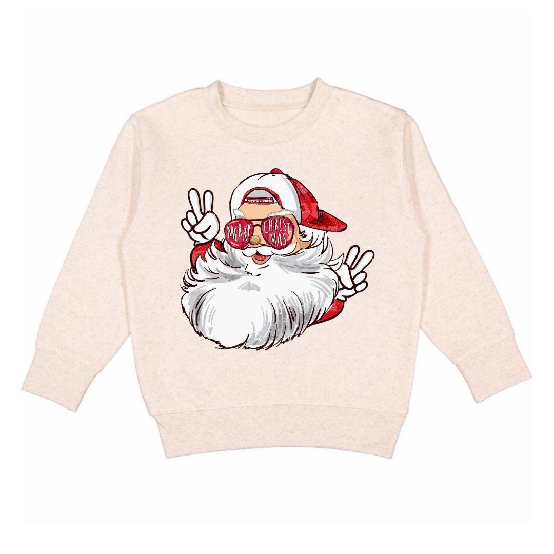 Peace, Love & Santa Graphic Holiday Crewneck Pullover