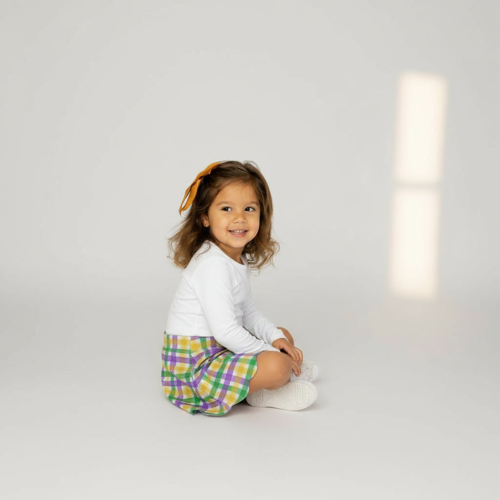 "Mardi Pardi" Plaid Scalloped Skort