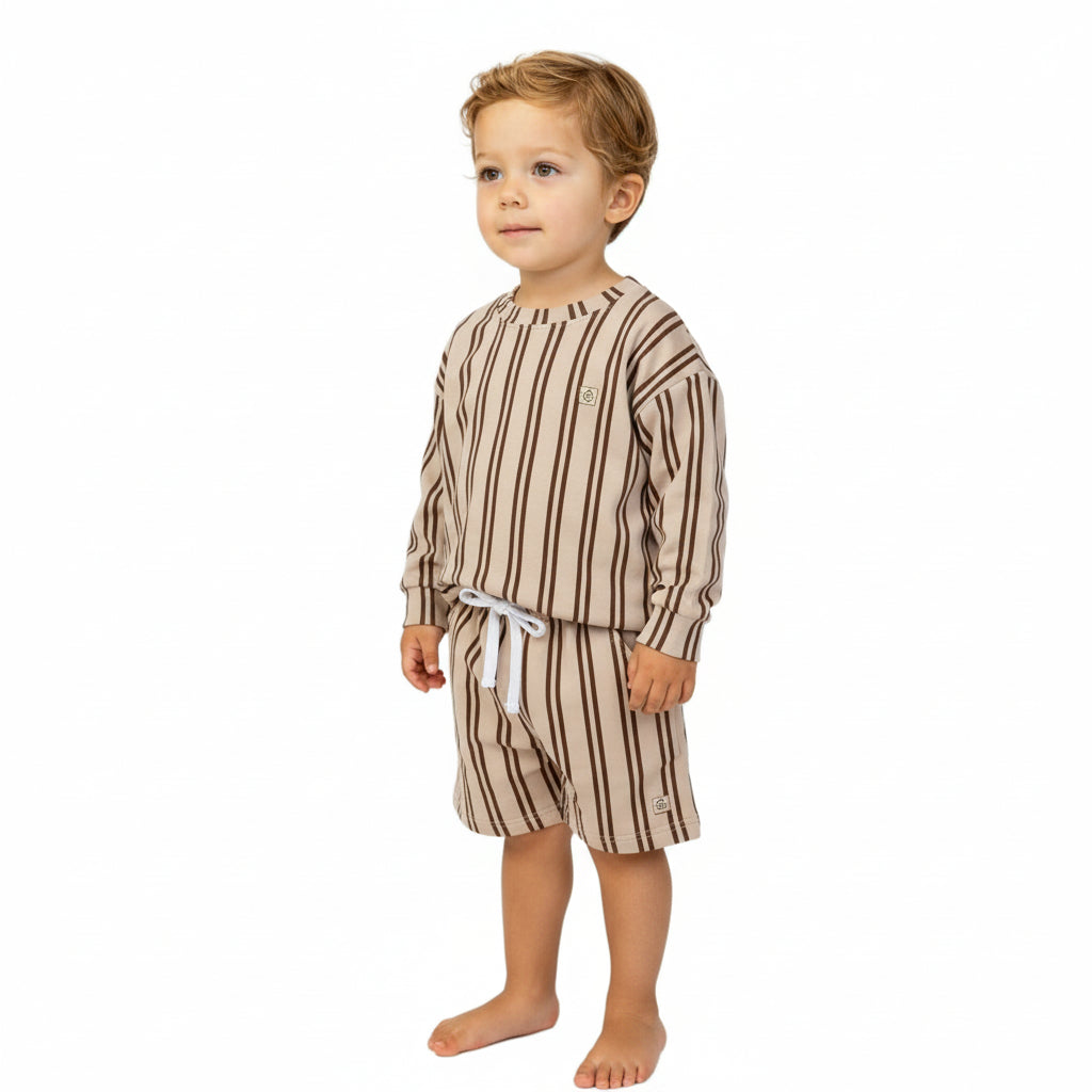 Neutral Lines Sweatsuit Short Set
