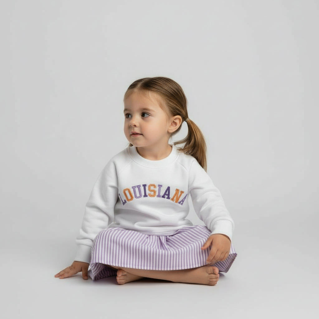 Louisiana White Crewneck Pullover