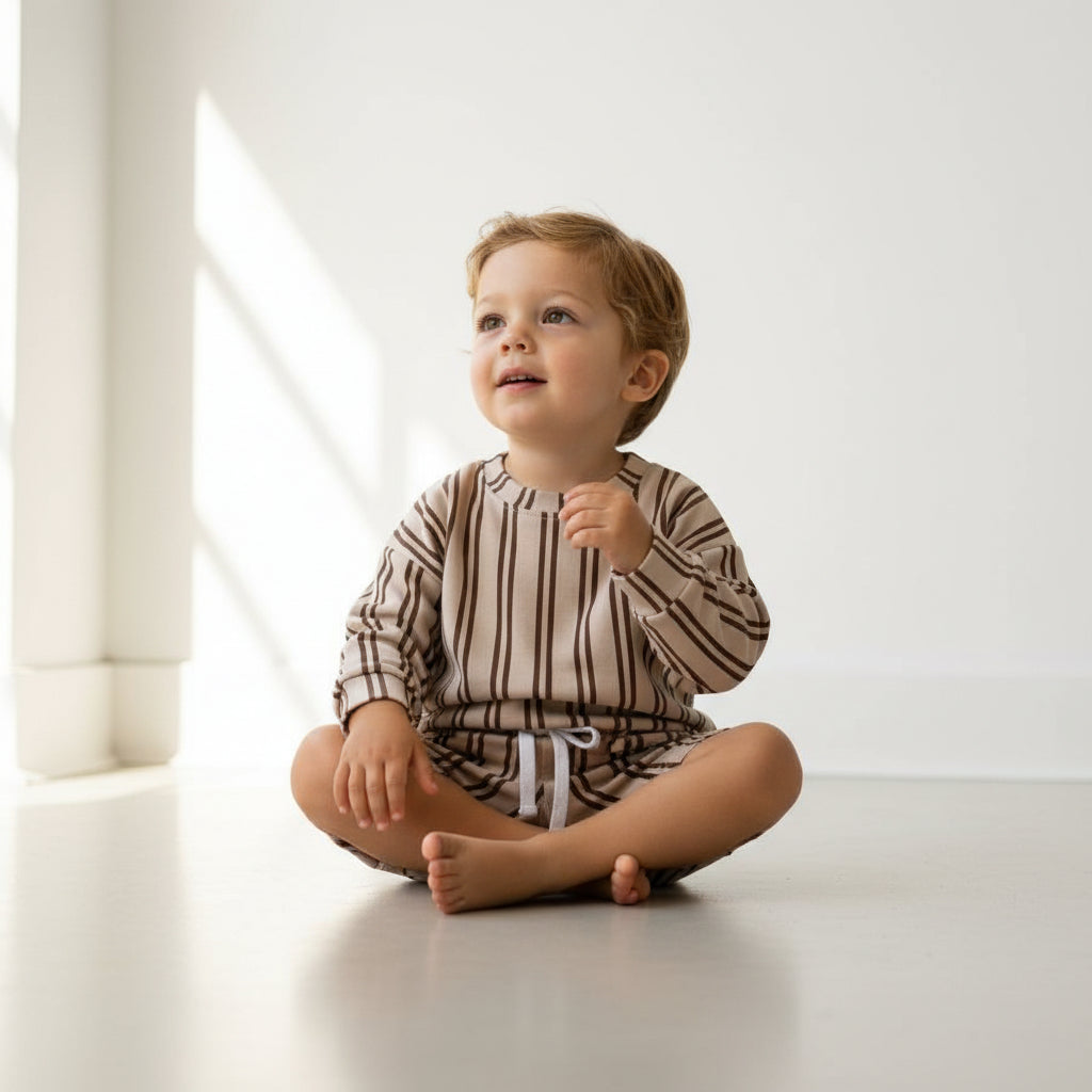 Neutral Lines Sweatsuit Short Set