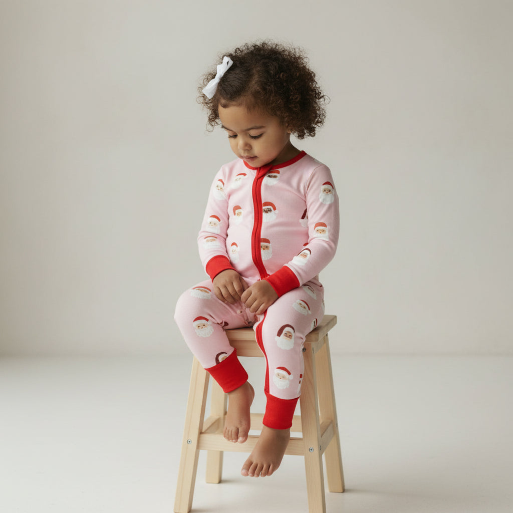 Simply Santa Double Zippy Pajamas in Pink