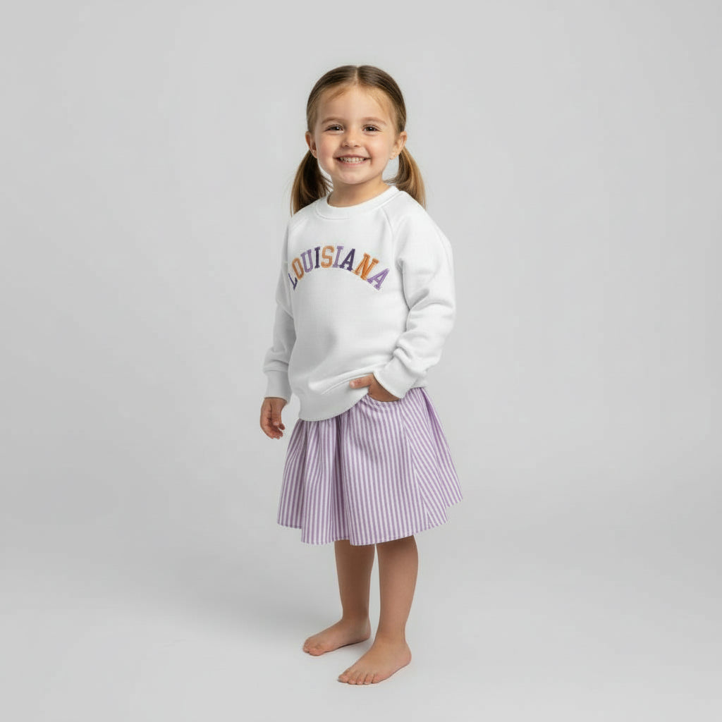 Louisiana White Crewneck Pullover