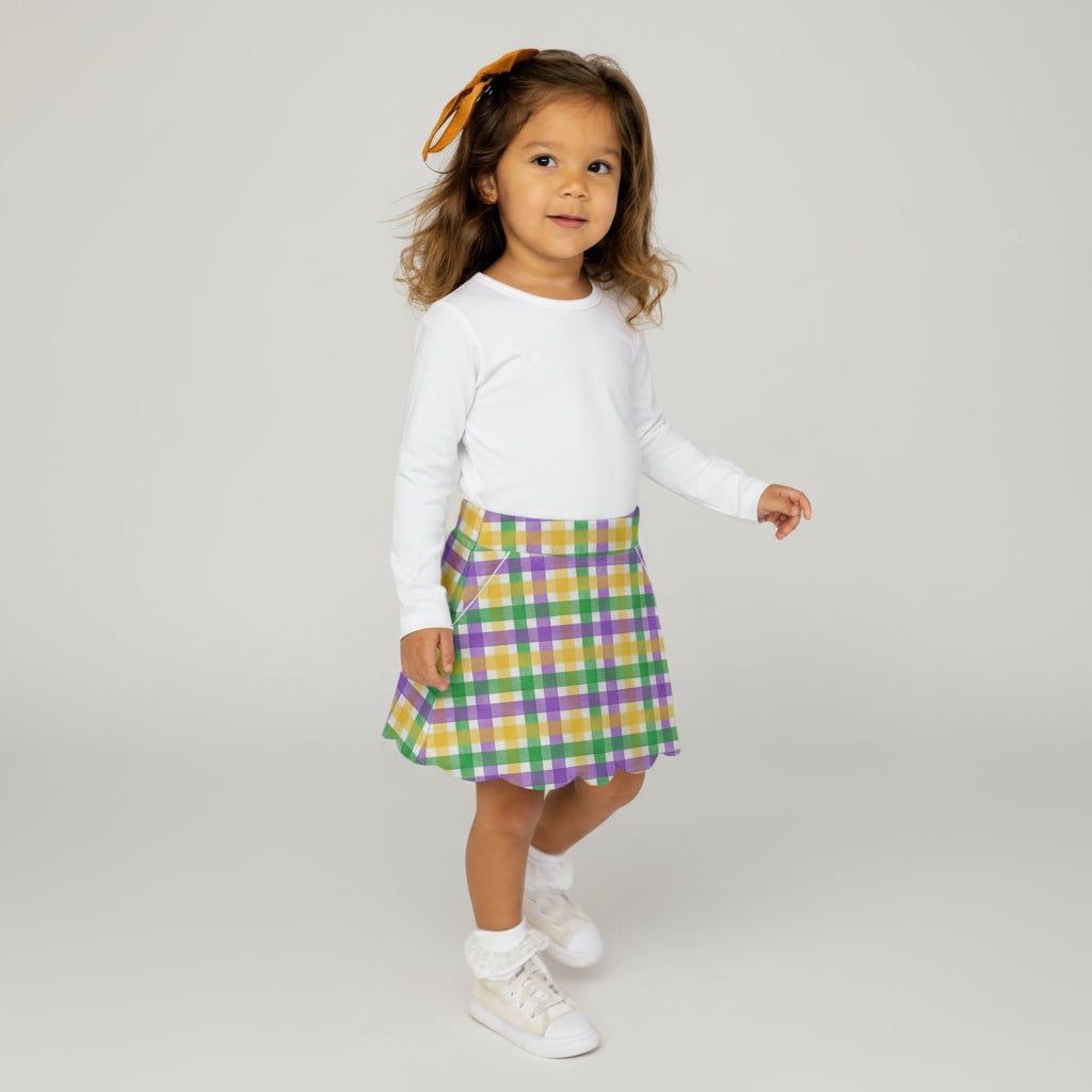 "Mardi Pardi" Plaid Scalloped Skort