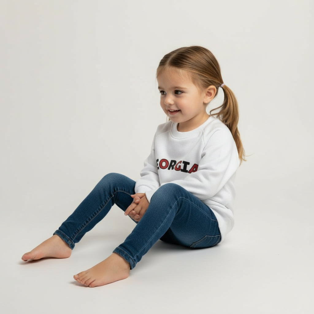 Georgia White Crewneck Pullover